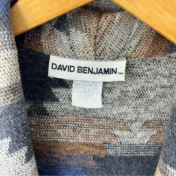 Vtg David Benjamin Southwestern Woven Jacket Coat Women Sz 8 Two Button Tribal - Picture 2 of 9